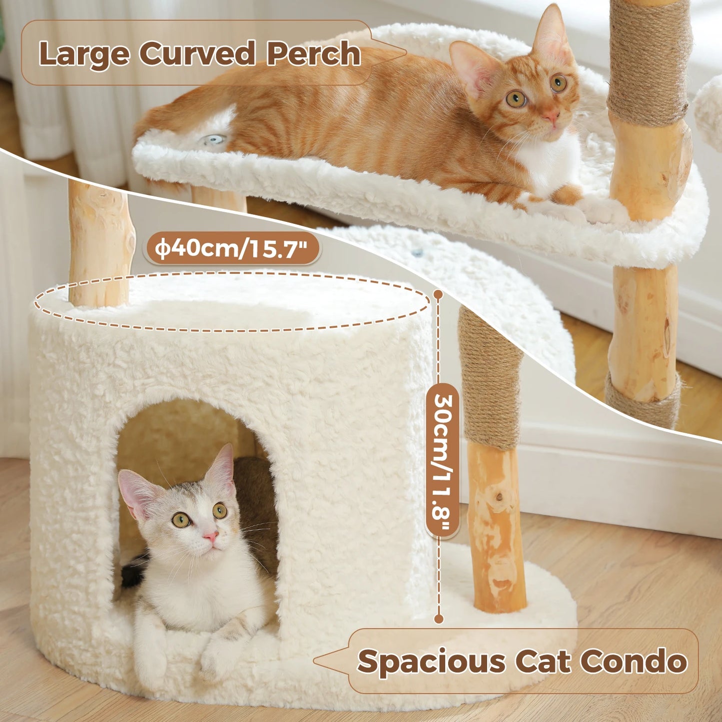 PAWZ Road Modern Cat Tree With Solid Wood Scratching Posts