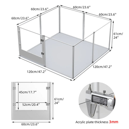 BINGOPAW Acrylic Pet Playpen With Waterproof Floor Pad