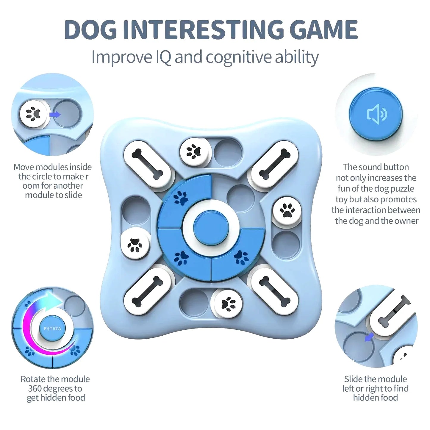 Slow Feeder Dog Toy Puzzle Treat Dispenser For Smart Training