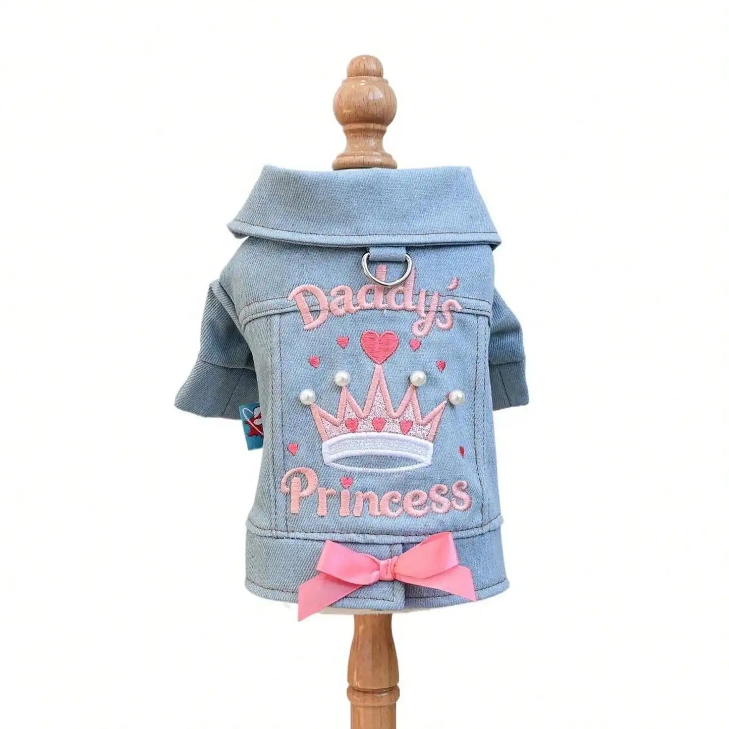 Designer Dog Denim Jacket - Cute Stylish Princess Style With Fun Prints For Small Dogs Pet Jeans Vest