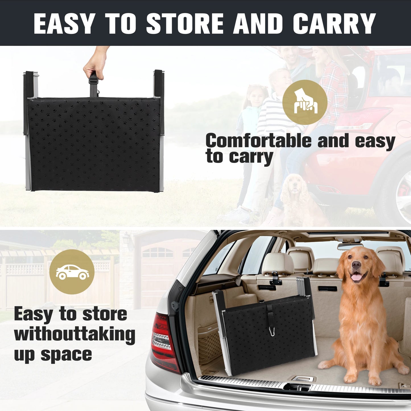 Stainless Steel Foldable Dog Steps For Cars Trucks And SUVs