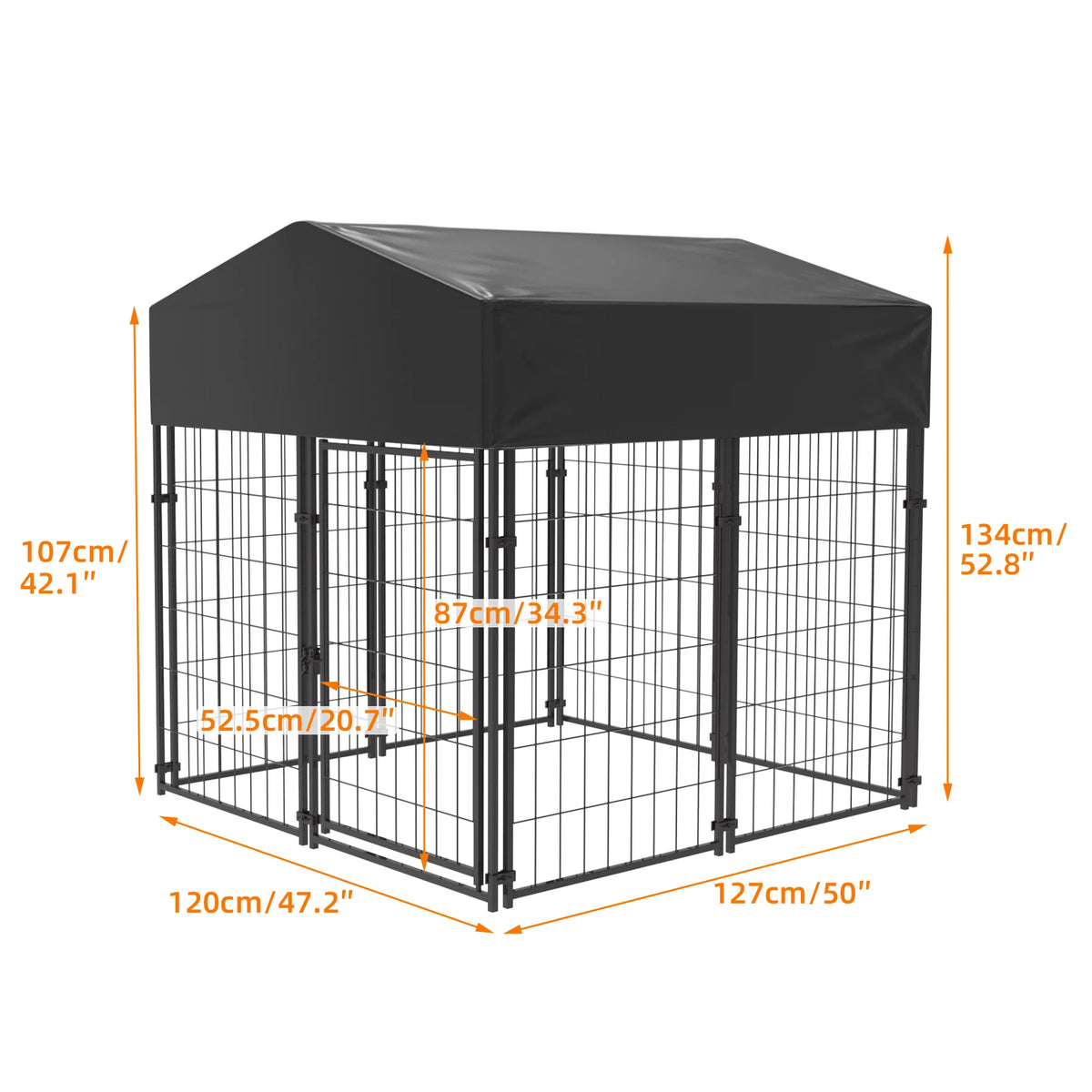 BINGOPAW Outdoor Dog Kennel Welded Wire Run With Weatherproof Canopy