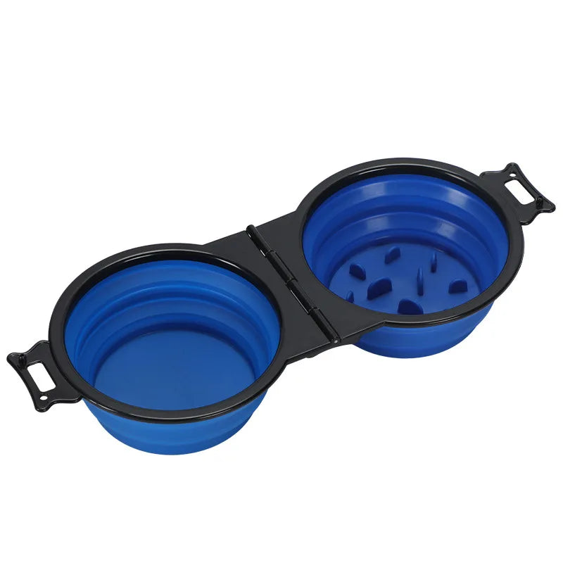 Zhuoji 2-in-1 Foldable Dual Pet Bowl For Dogs And Cats
