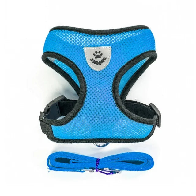 Adjustable Mesh Pet Harness With Leash Reflective For Small Dogs