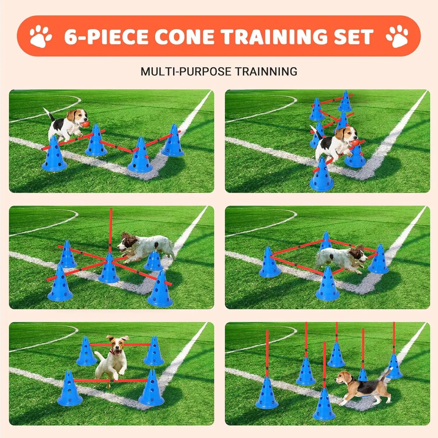 HiMISS Dog Agility Hurdle Set With 12 Cones And Rods