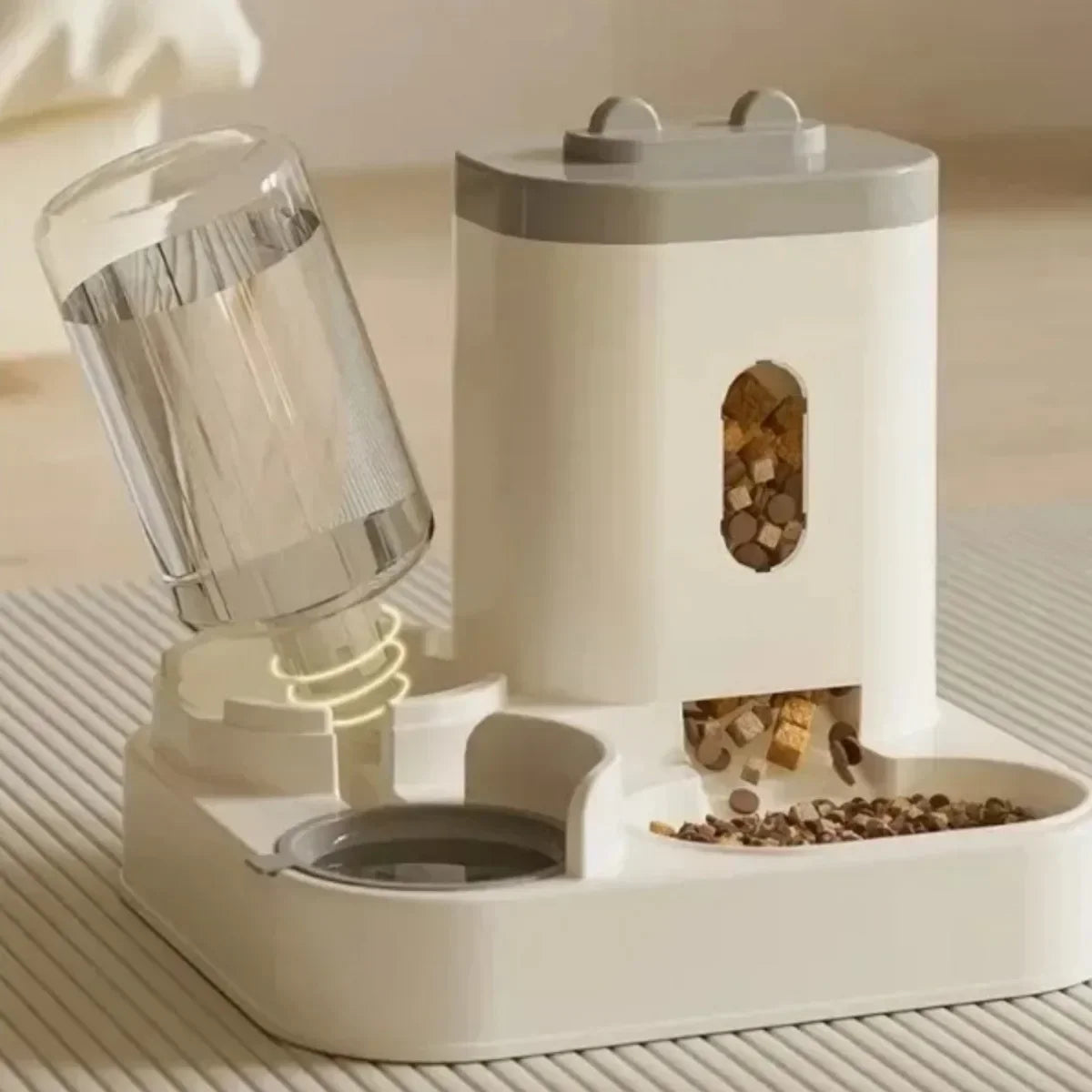 Automatic Dog Cat Feeder With Water Fountain And Ample Capacity