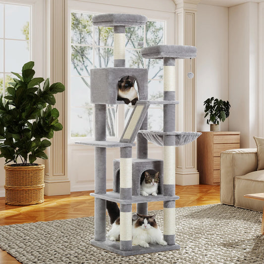PEQULTI Multi-Level Cat Tree Tower With Condo And Scratching Posts