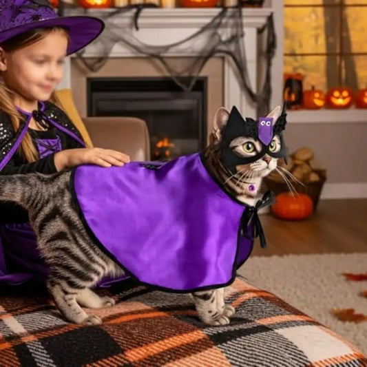 Pet Vampire Cloak Halloween Costume Cape With Bat Mask