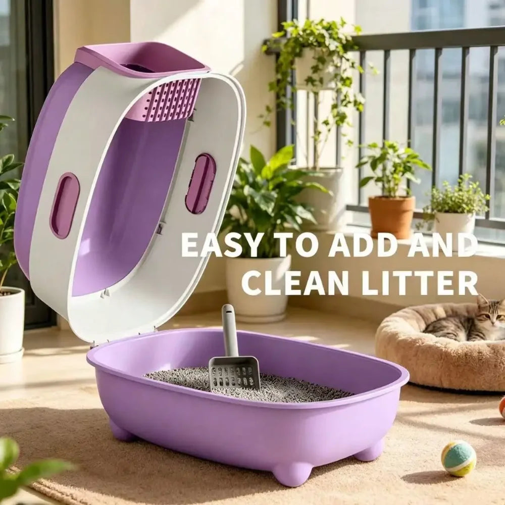 XMSJ Enclosed Cat Litter Box With Foldable Front Entry