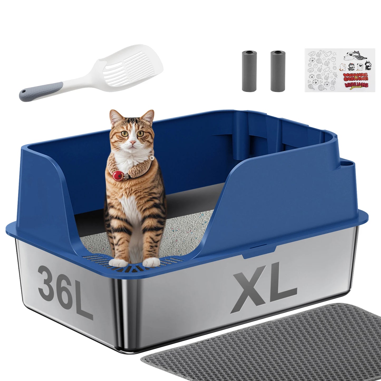 Stainless Steel Cat Litter Box With Lid Splash-Proof and Leak-Proof