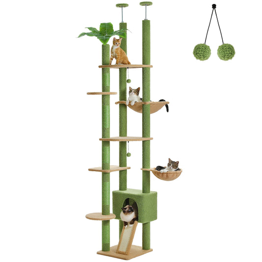 PETEPELA Floor Ceiling Cat Tree With Condo Hammock Scratching Post