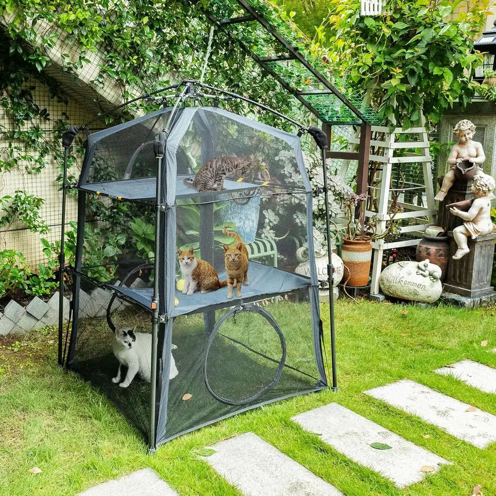 Foldable Cat Enclosure Catio With Indoor Outdoor Use And Dual Doors