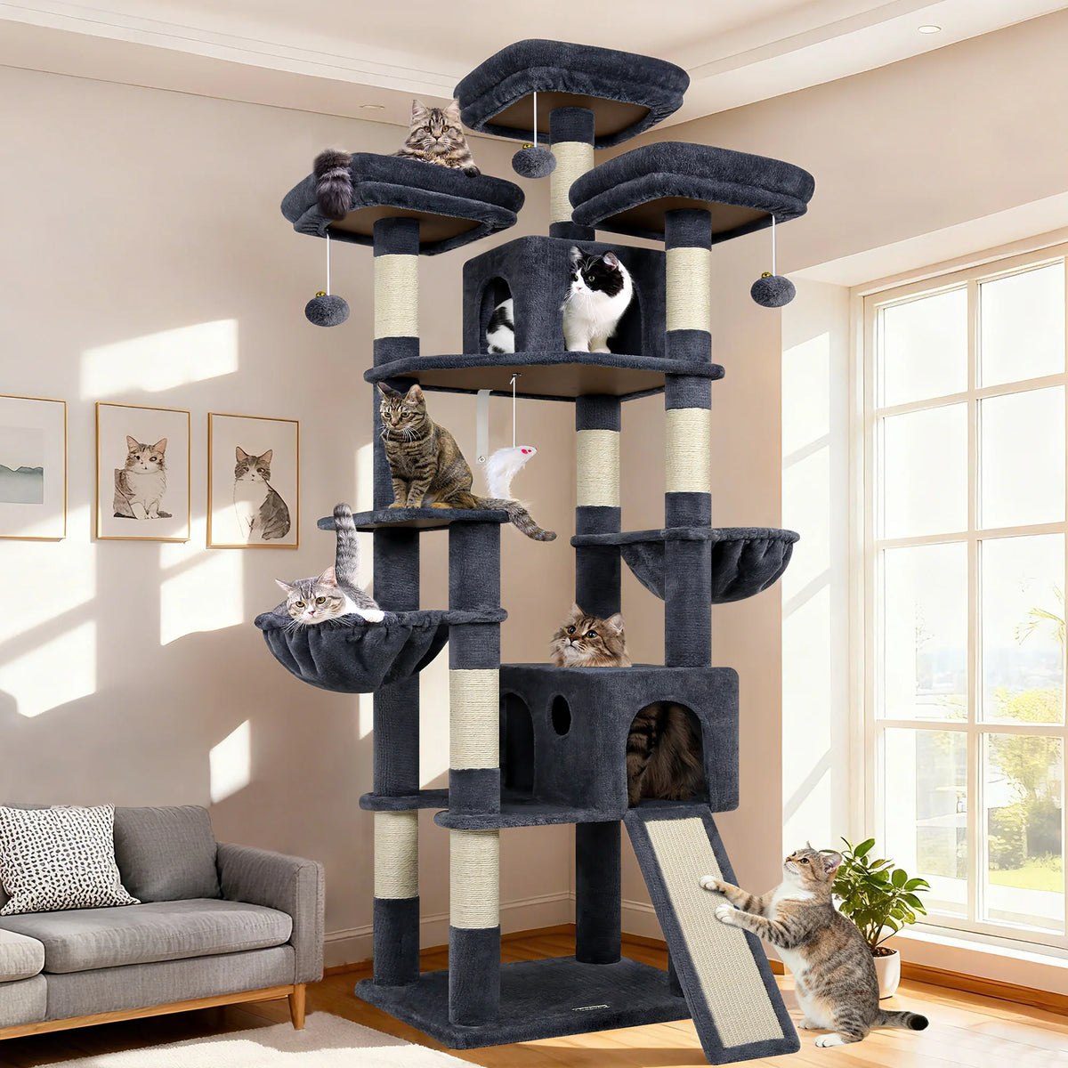 Globlazer Multi-Level Cat Tree Tower for Multiple Cats With Condos and Perches