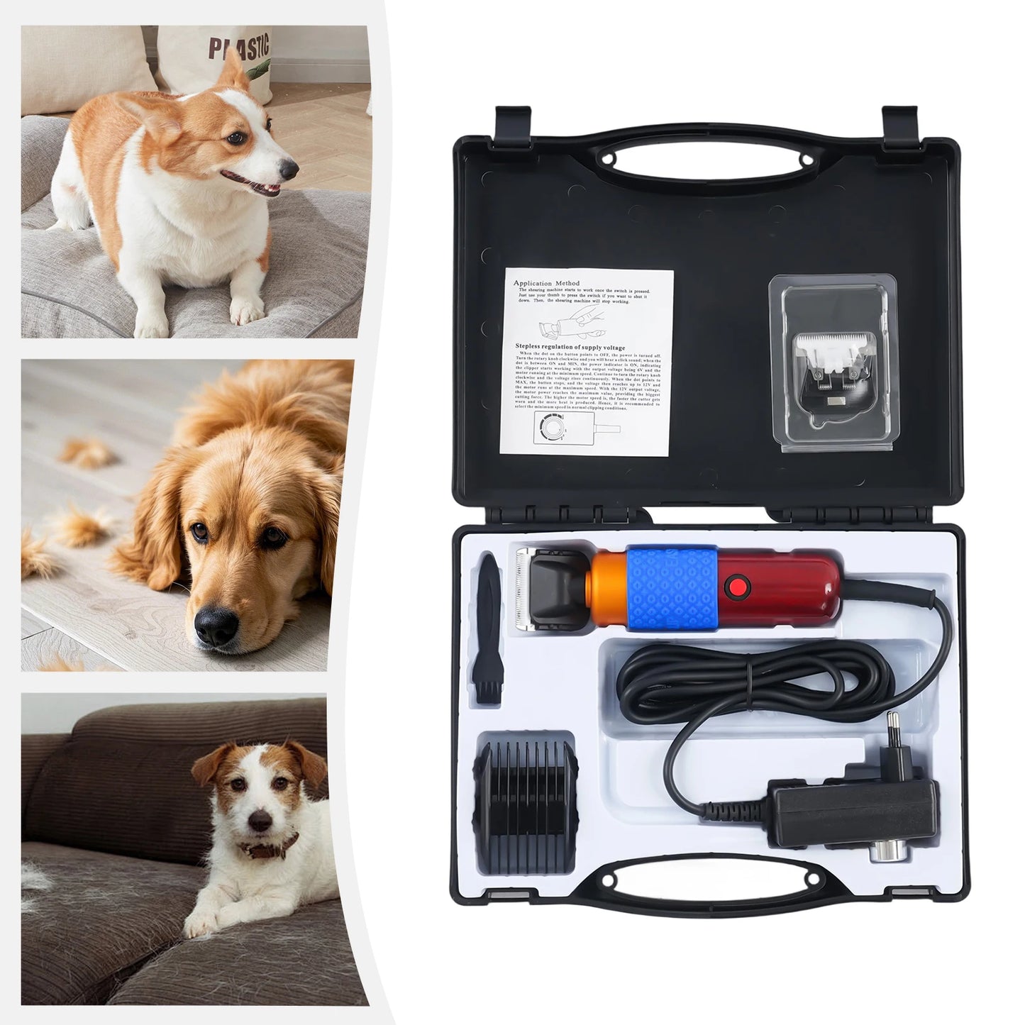 36W Professional Dog Cat Grooming Clipper Kit Accessories