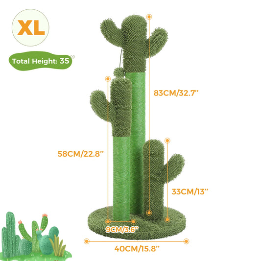 PAWZ Road Cactus Cat Scratching Post With 3 Sisal Poles And Toys