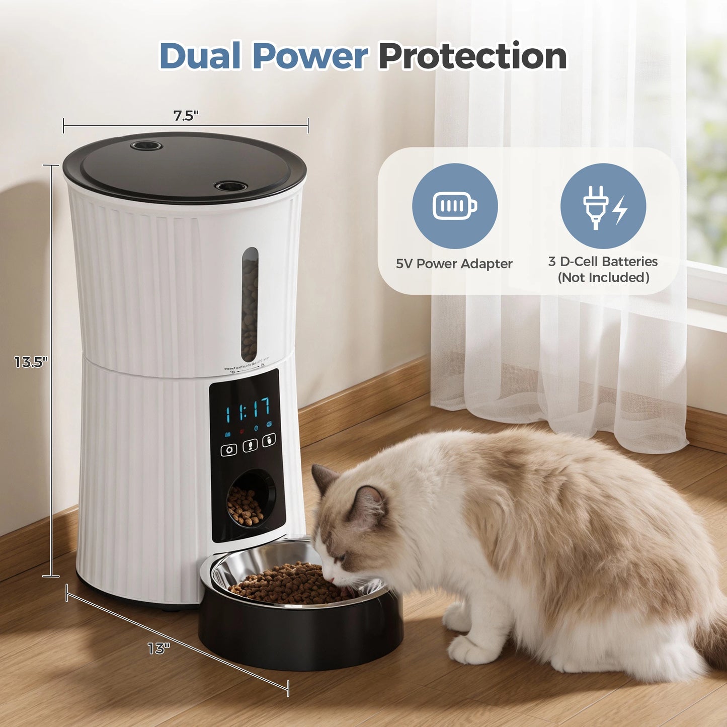 JHK 4L WiFi Automatic Cat Feeder With App Control Programmable