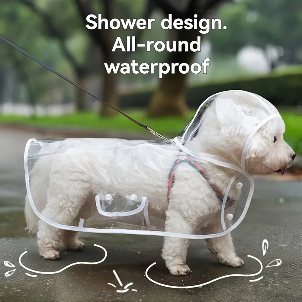Transparent Waterproof Dog Raincoat For Small And Medium Breeds