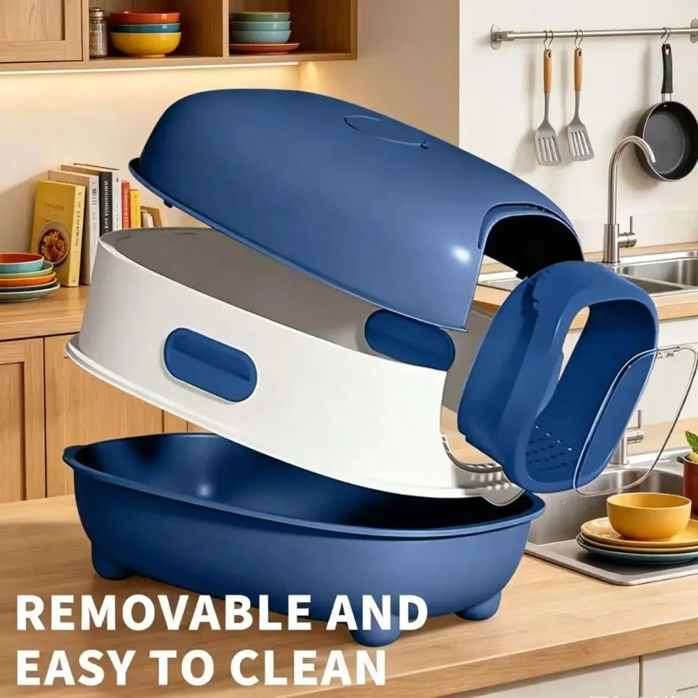 XMSJ Enclosed Cat Litter Box With Foldable Front Entry