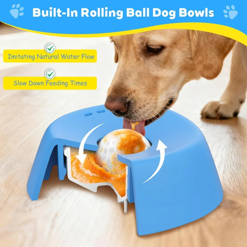 Slow Feeder Dog Bowl Non Slip Anti Choking Broth Treats