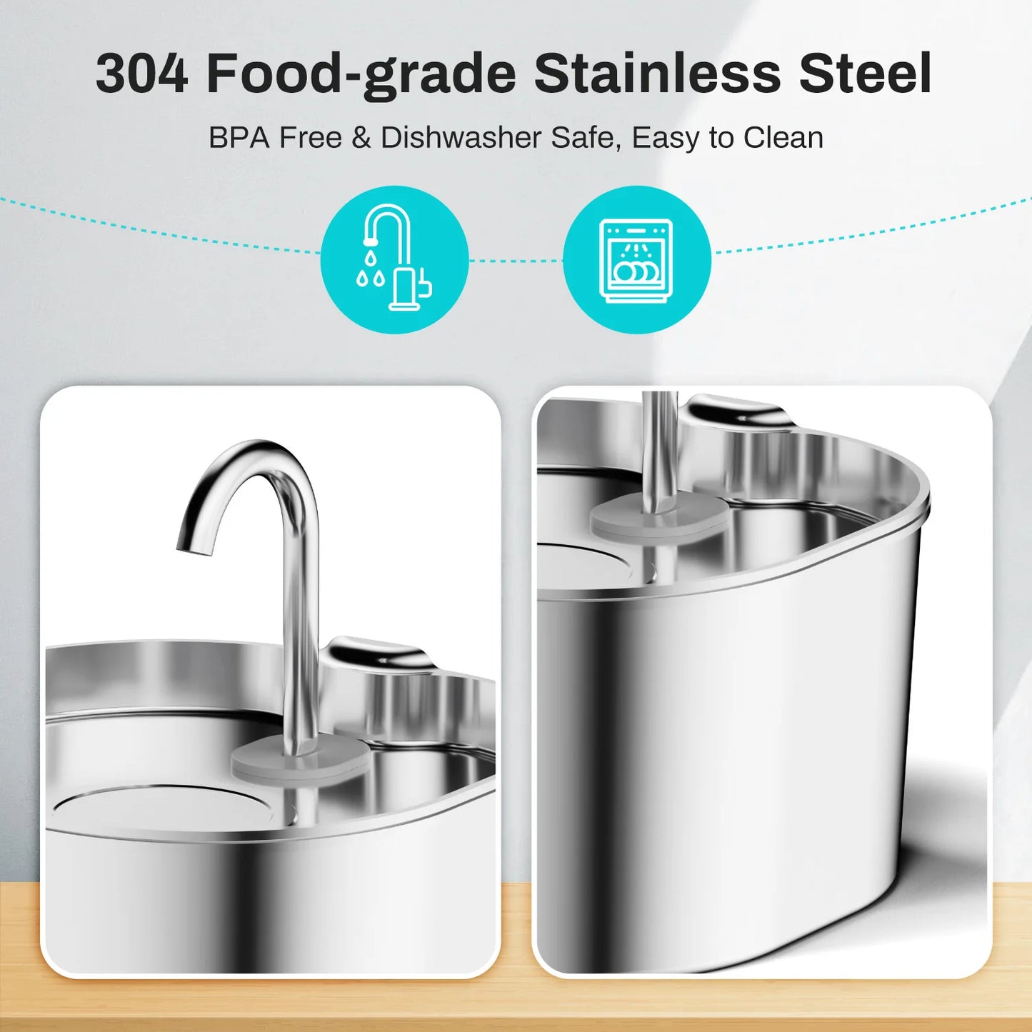 Stainless Steel Automatic Cat Water Fountain With Window