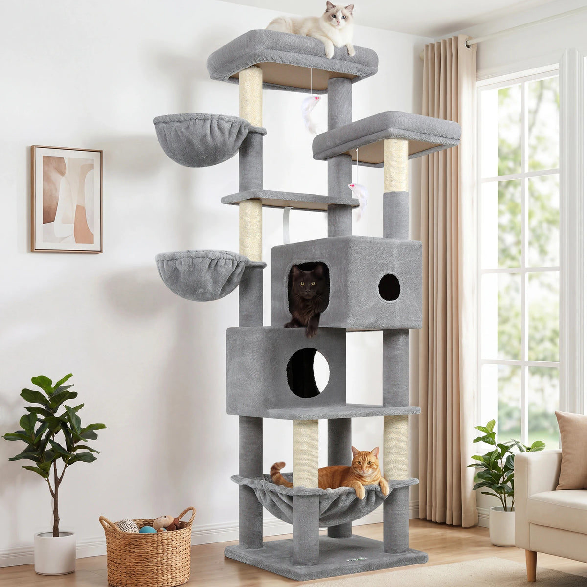 GLOBLAZER Multilevel Cat Tree With Condos And Hammocks