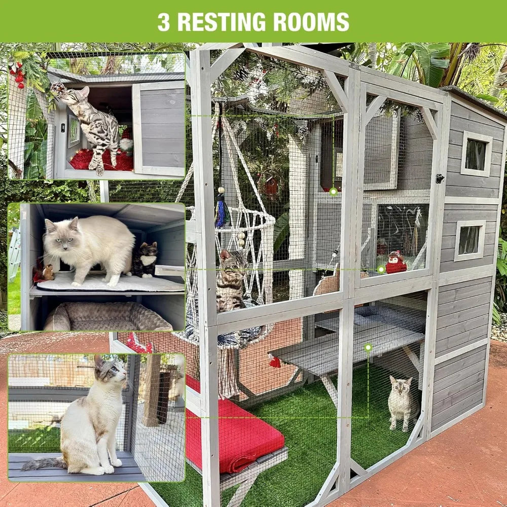 Outdoor Cat Enclosure With Window Weatherproof Cage