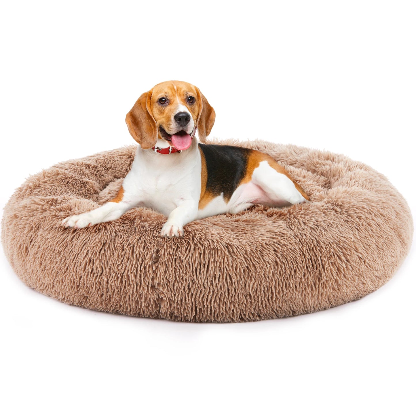 JHK Calming Anti Slip Round Plush Faux Fur Dog Bed