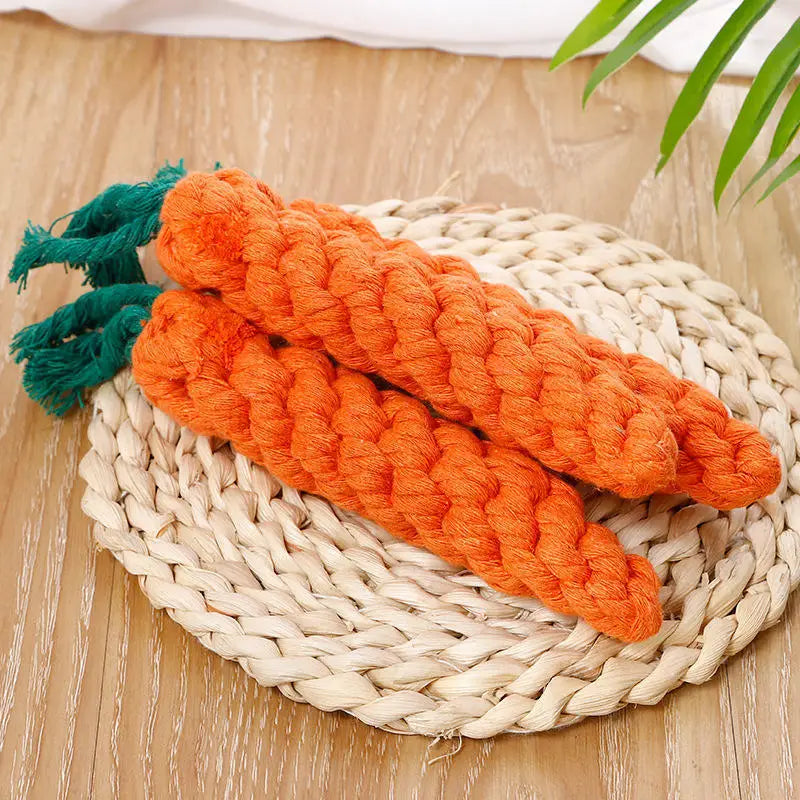 Pet Knot Toy CarrotShaped For Dogs And Cats Fleece Rope