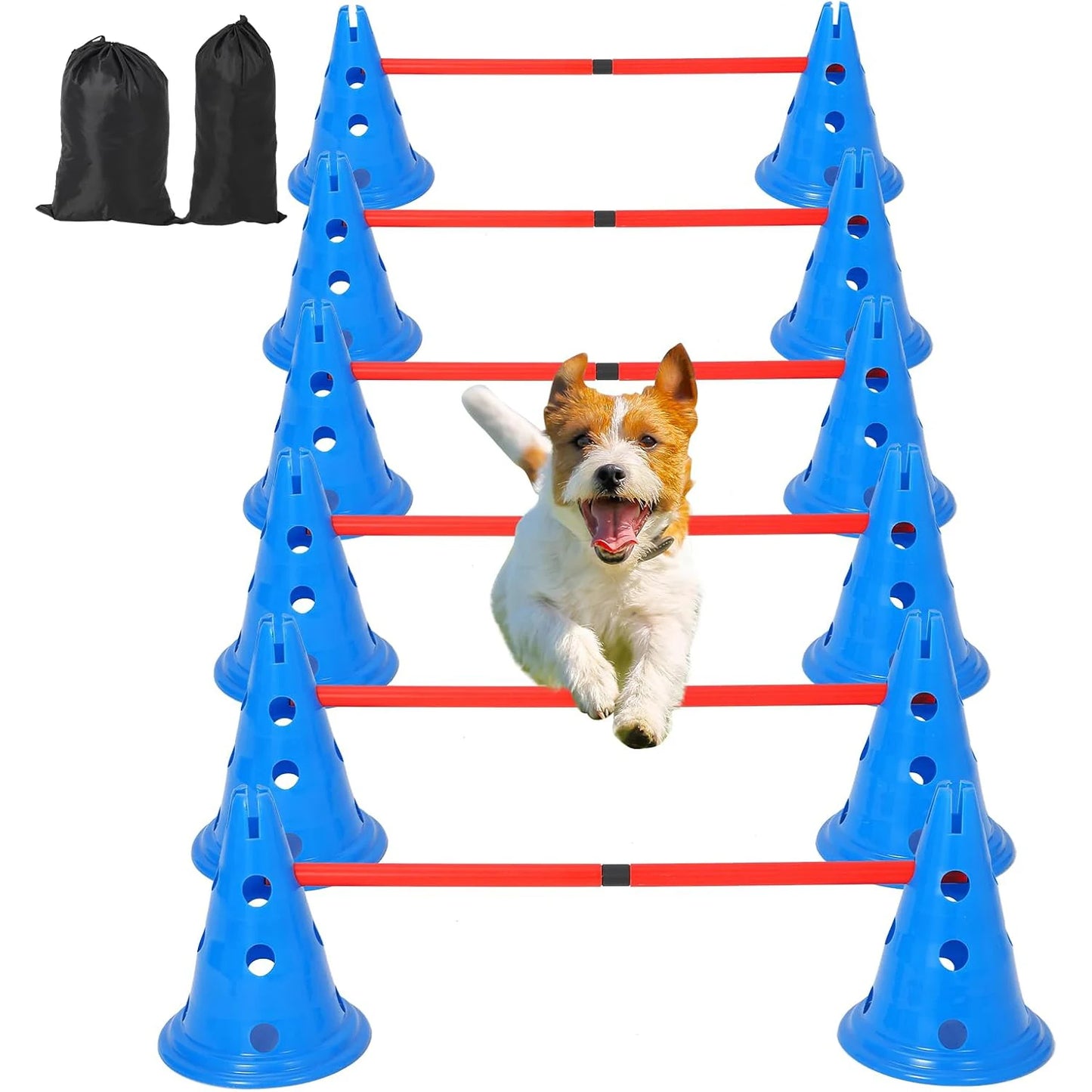 HiMISS Dog Agility Hurdle Set With 12 Cones And Rods