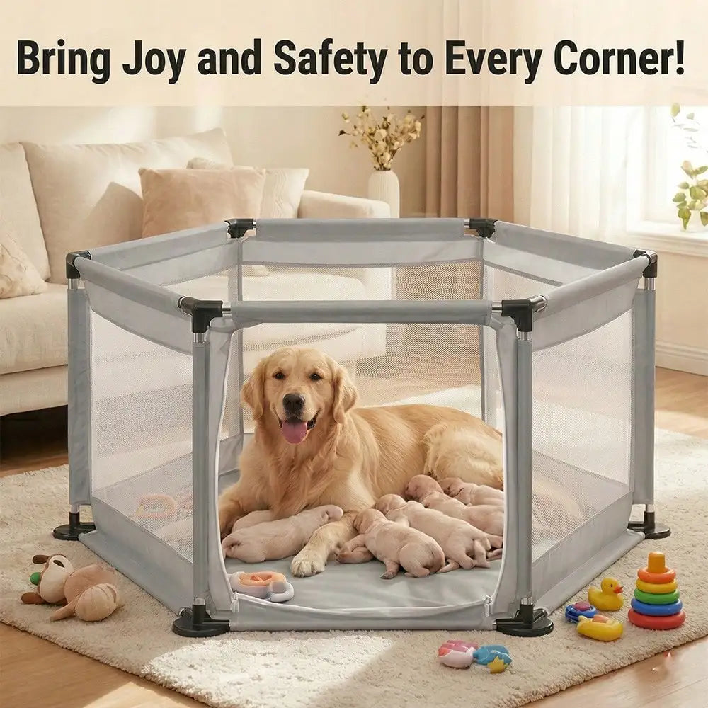 XMSJ Extra Tall Fabric Dog Enclosure With Gate And Removable Roof