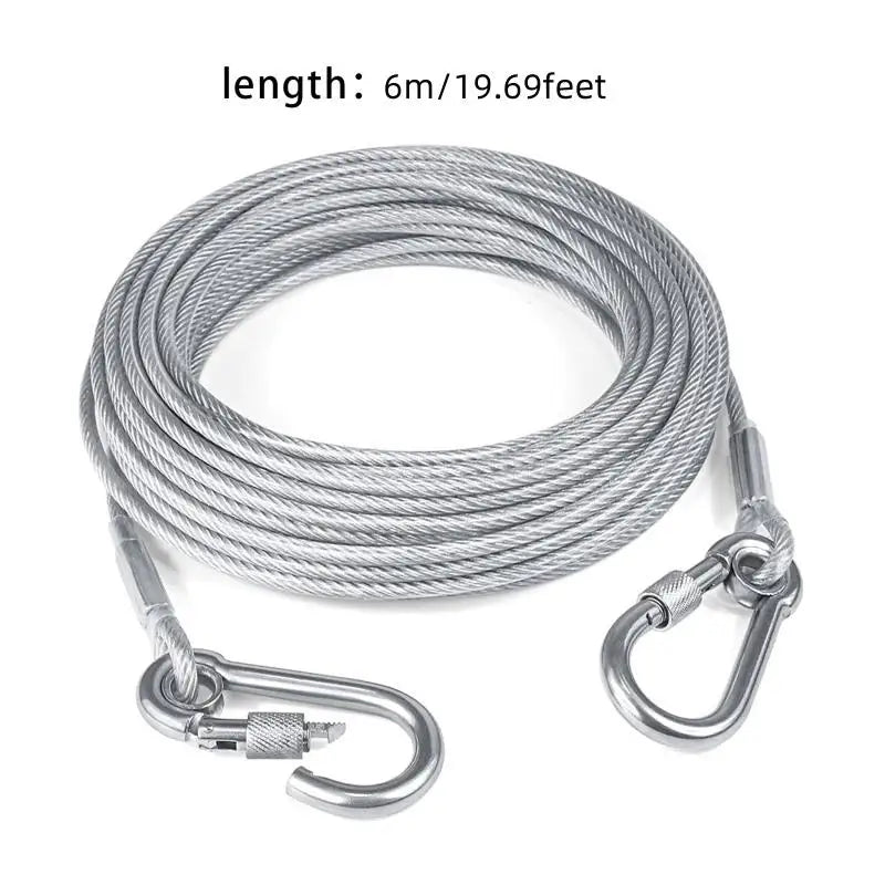 Double Headed Dog Tie Out Cable Leash With Stainless Buckle