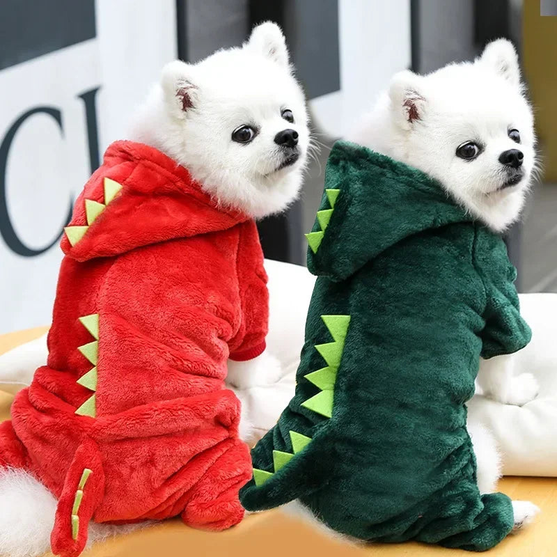 Wangmeow Dinosaur Fleece Dog Jumpsuit Warm Winter Pet Coat Jacket