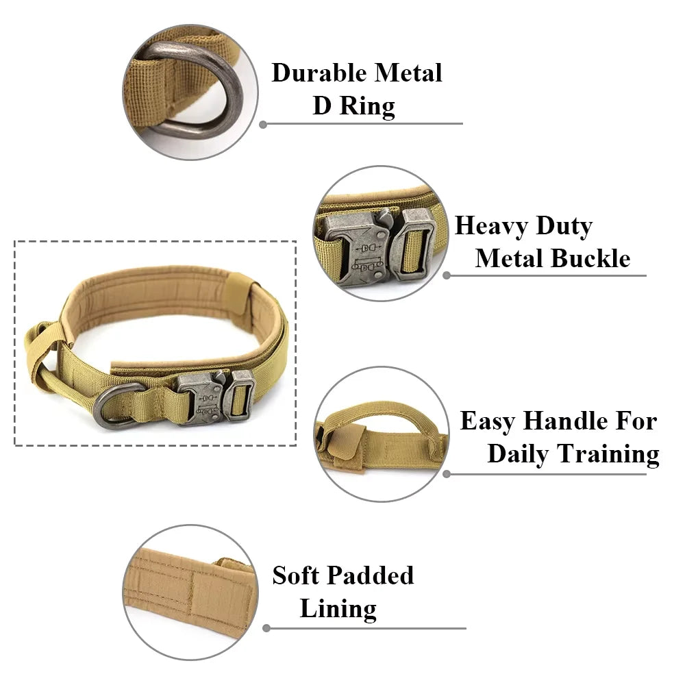 Adjustable Tactical Dog Collar And Leash Set With Control Handle
