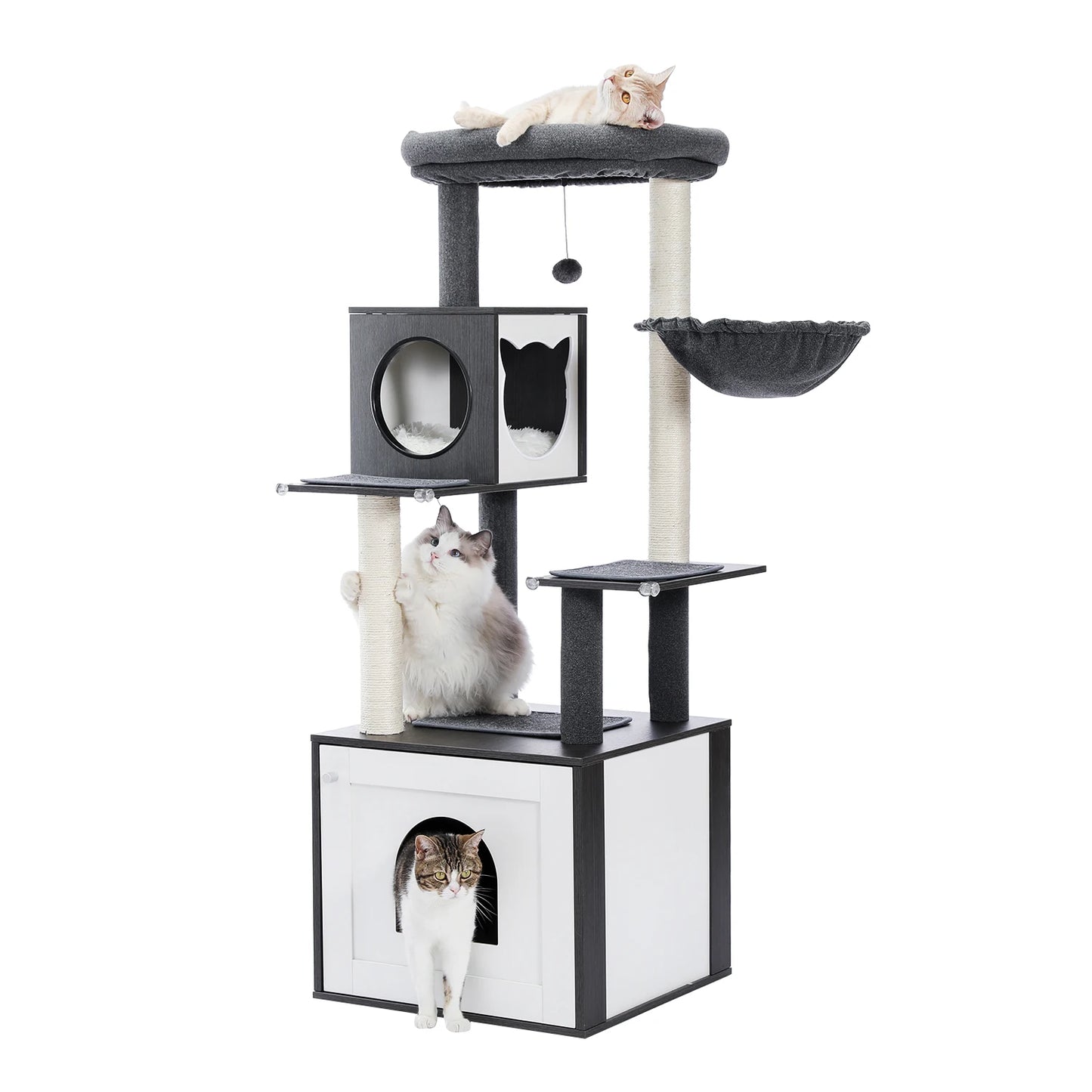 PAWZ Road Cat Tree With Litter Box Enclosure And Cabinet