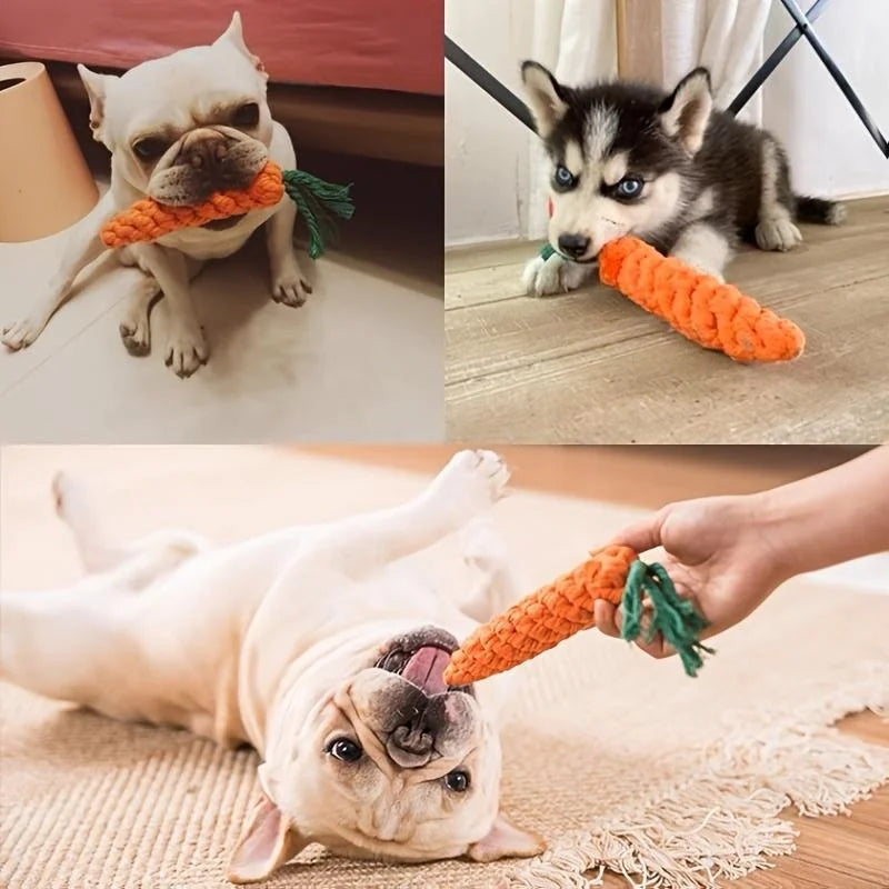 Pet Knot Toy CarrotShaped For Dogs And Cats Fleece Rope