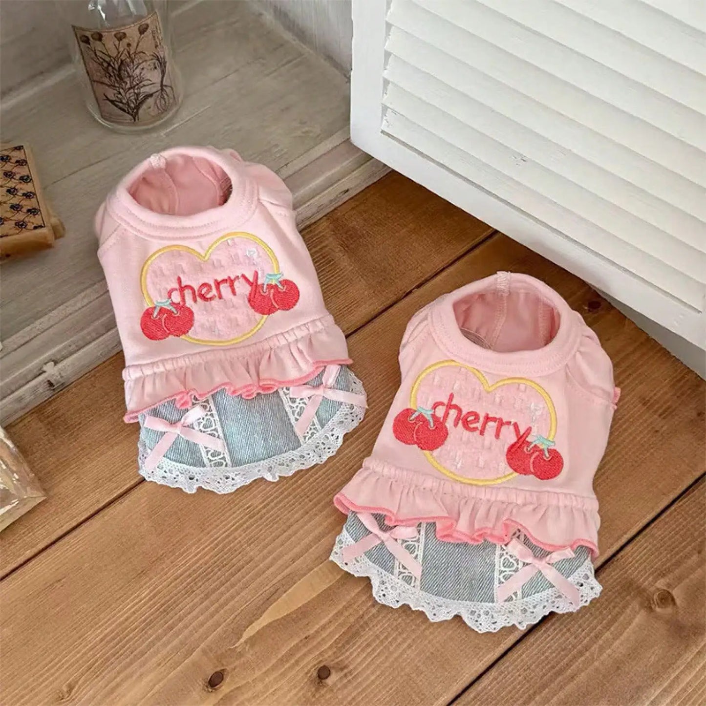 Small Dog Denim Skirt Vest Outfit Spring Pet Clothes Walking Travel Outdoor Fashion Apparel
