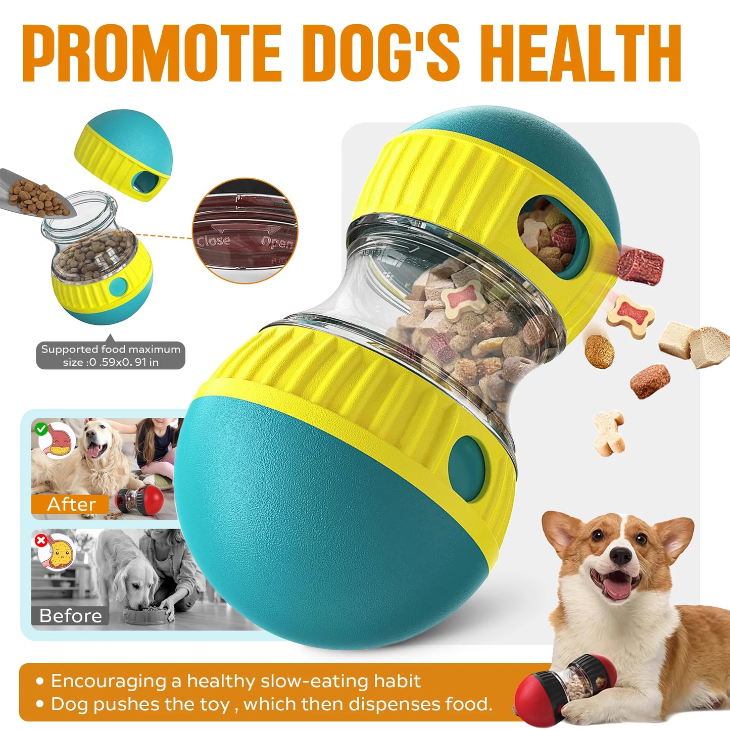 Interactive Treat Dispenser Dog Toy Ball Slow Feeder For Pets