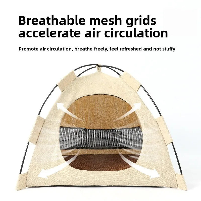 Portable Cat Tent Bed With Breathable Oxford Fabric And Mat