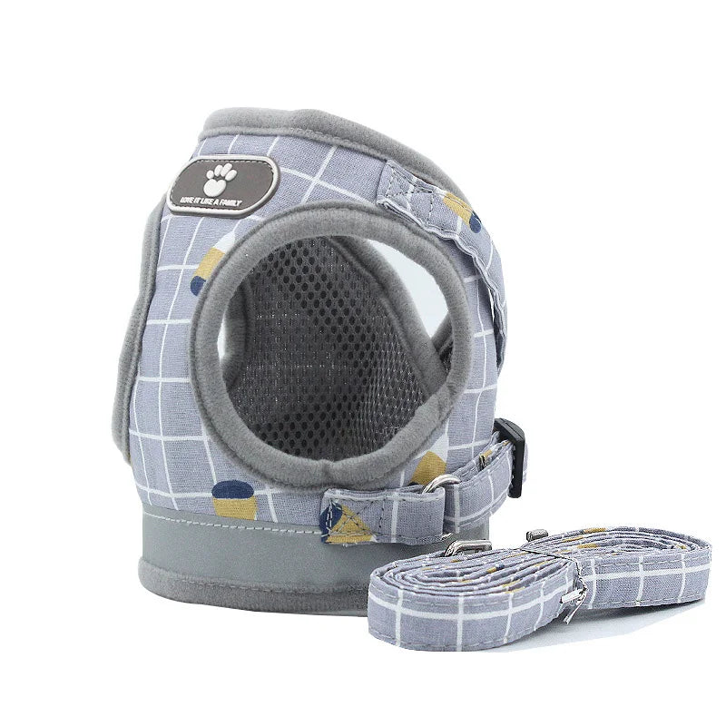 Nylon Puppy Harness Vest With Leash Reflective Breathable For Dogs