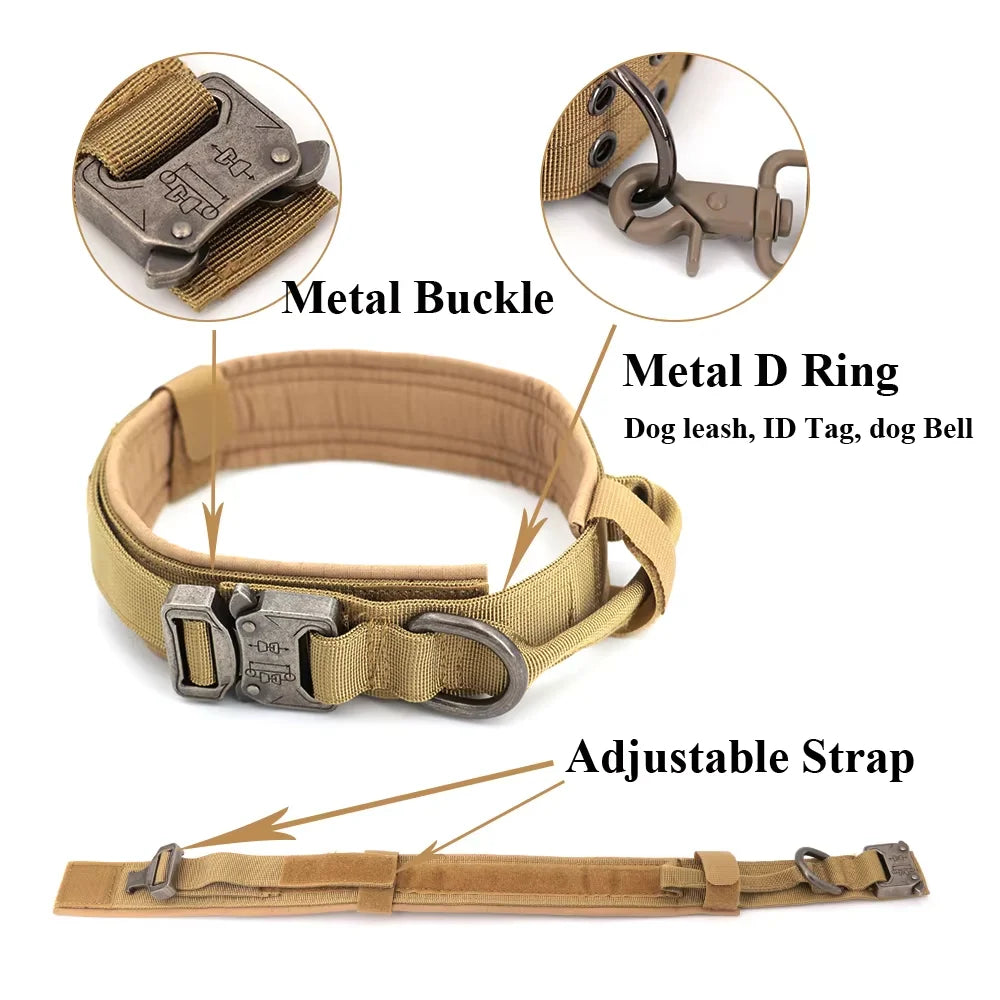 Adjustable Tactical Dog Collar And Leash Set With Control Handle