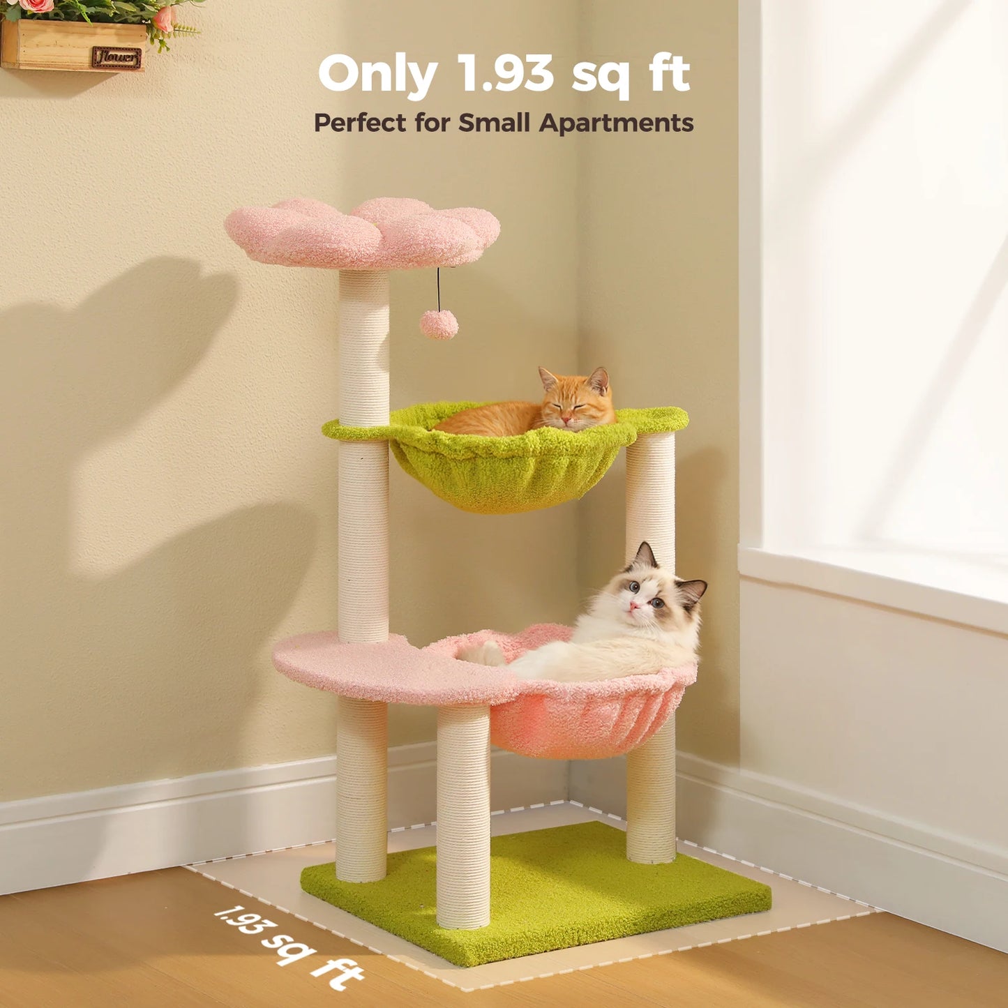 PAWZ Road Flower Cat Tree With Hammocks And Scratching Posts