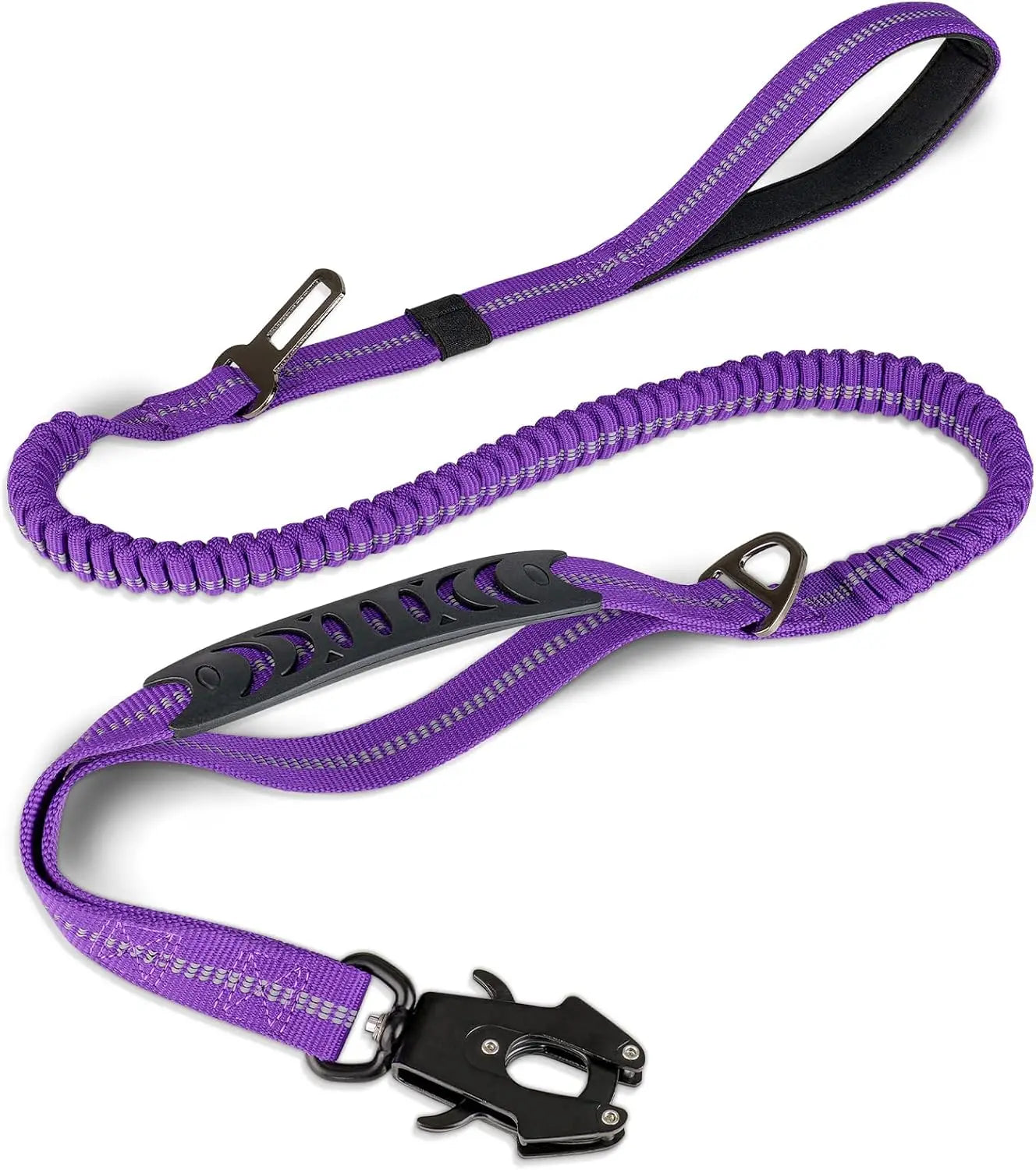 Reflective Shock Absorbing Tactical Bungee Dog Leash With Seatbelt