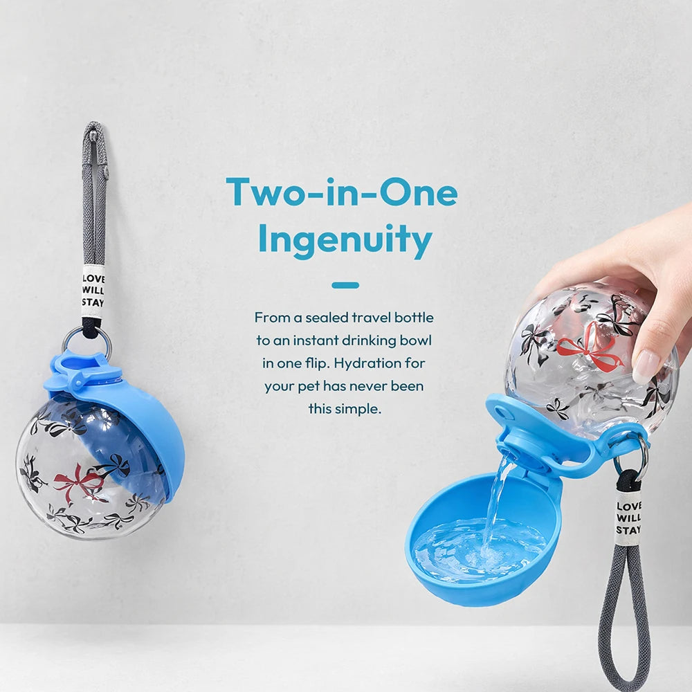 2-In-1 Portable Dog Water Bottle With Foldable Silicone Bowl Leakproof