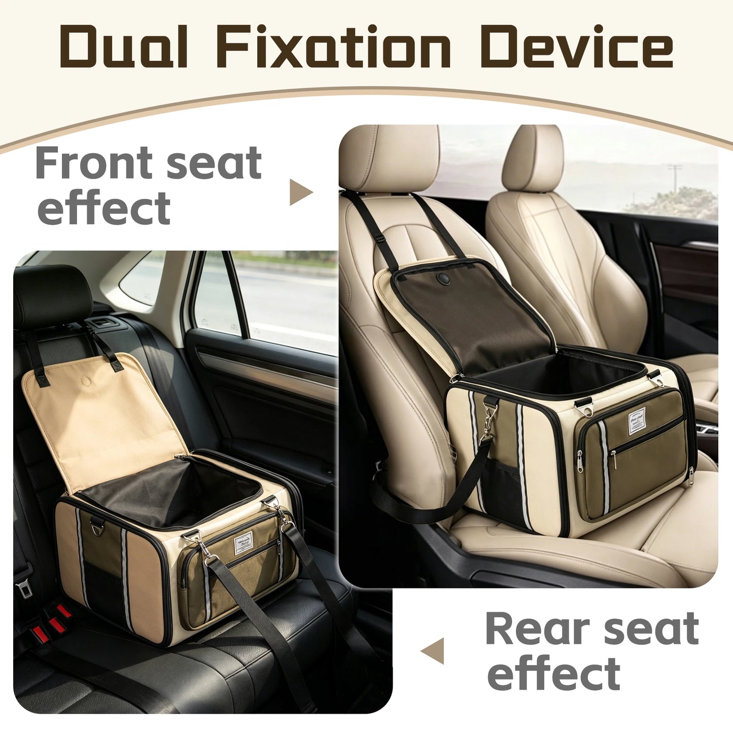 Collapsible Car Pet Carrier All Season Breathable Crossbody Travel Bag
