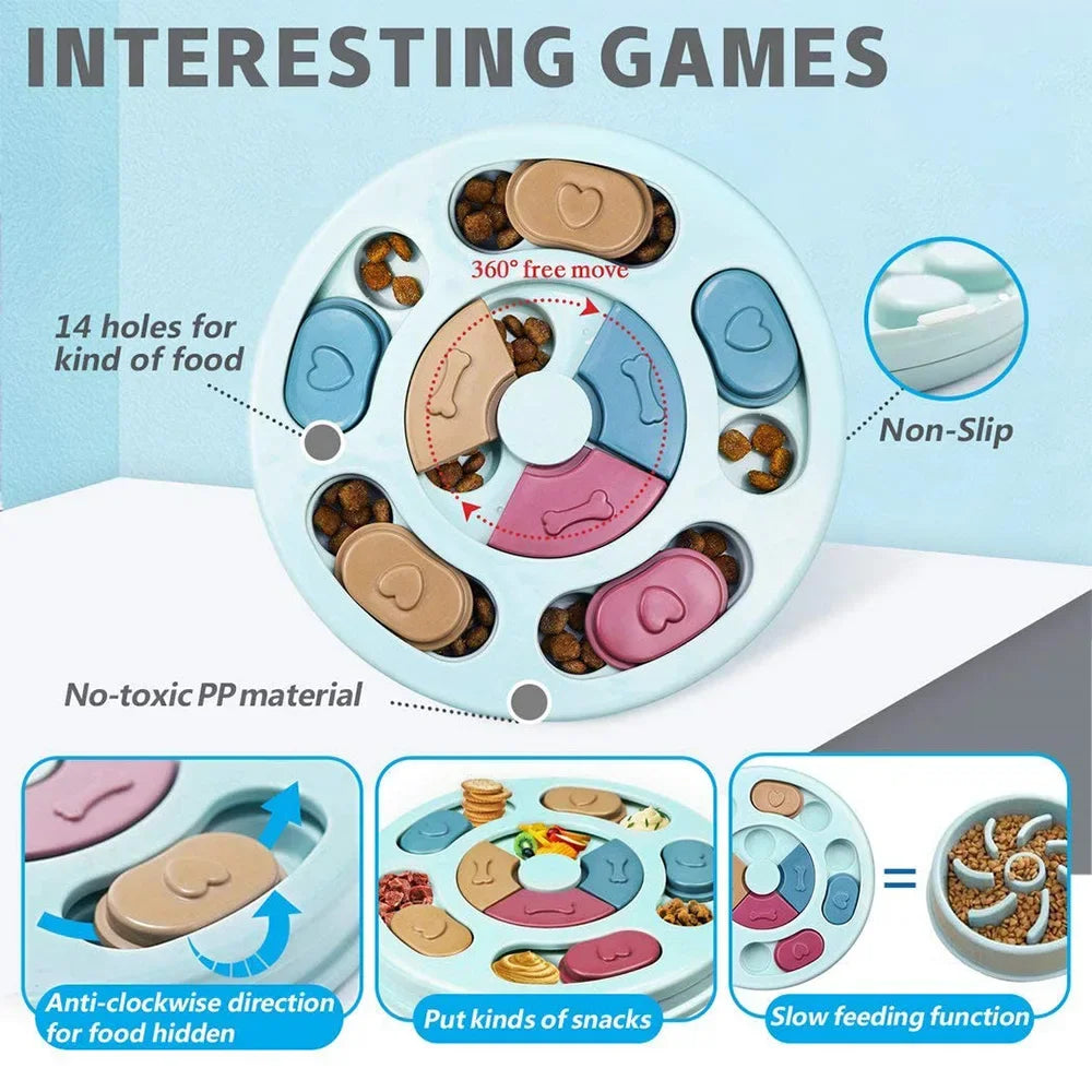 Dog Puzzle Feeder Toy Non Slip Interactive Slow Dispenser
