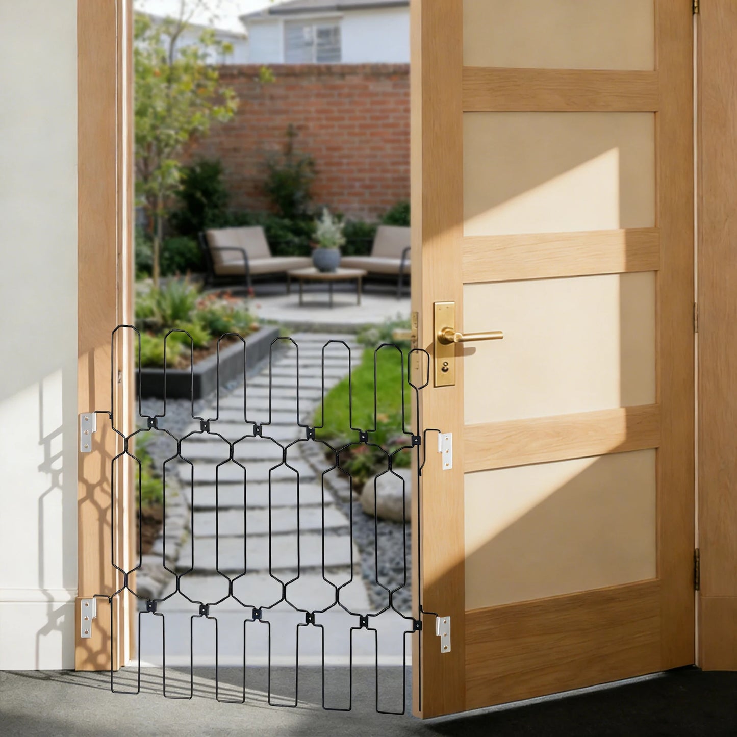 Metal Retractable Folding Pet Gate For Doorway Safety Barrier