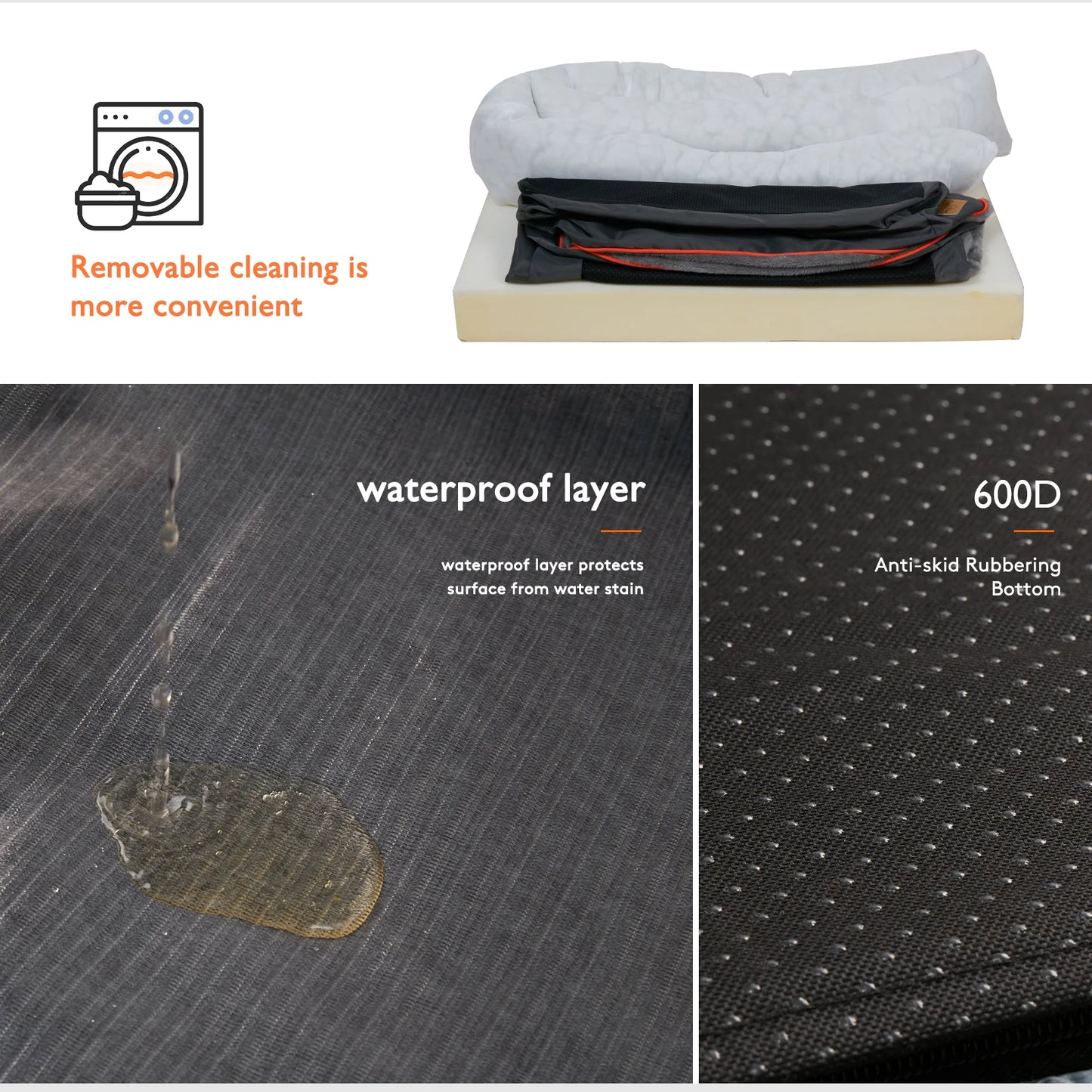 BINGOPAW Dog Bed With Waterproof Anti Allergy Removable Washable Cover