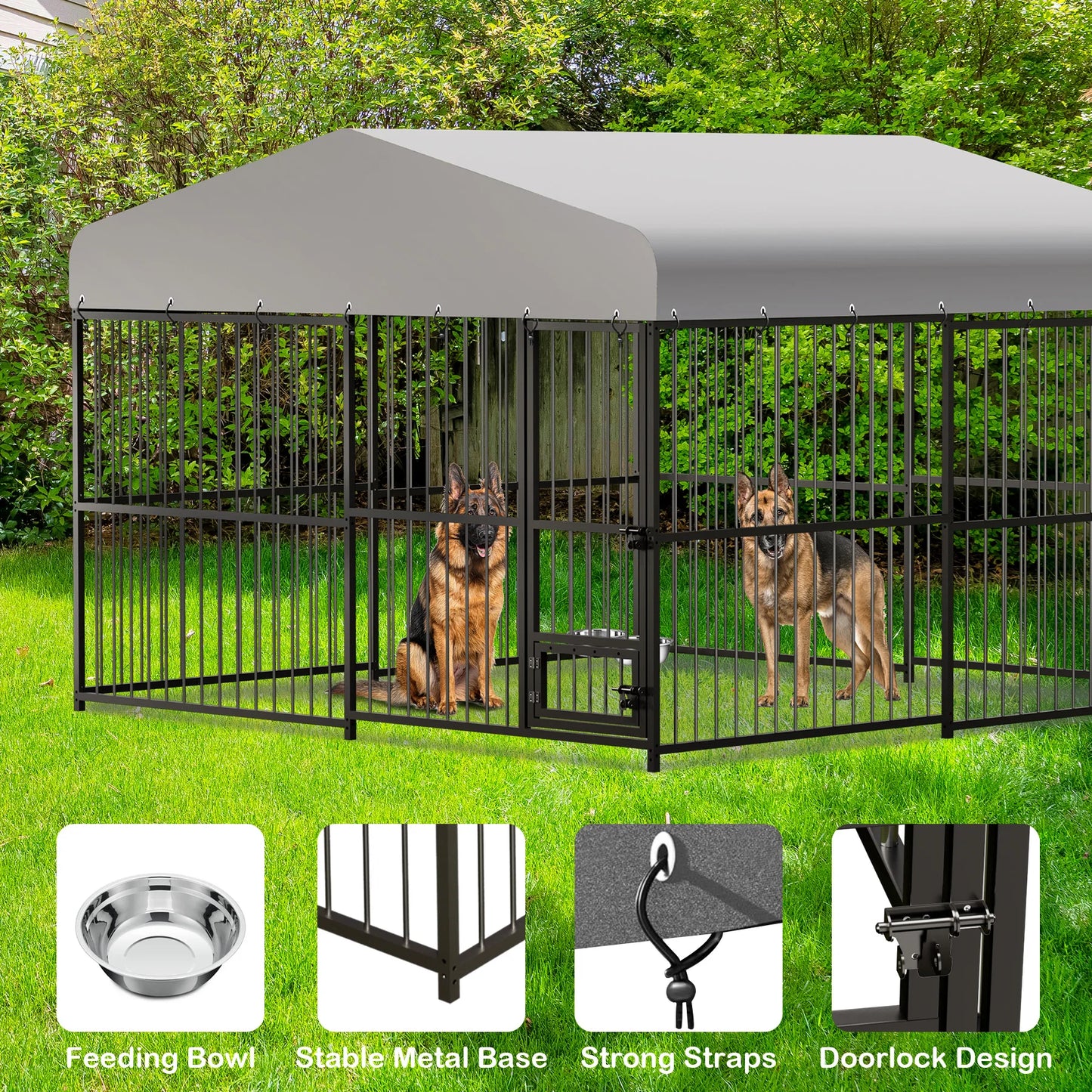 TWISTER.CK Outdoor Heavy Duty Dog Kennel Walk In With Roof