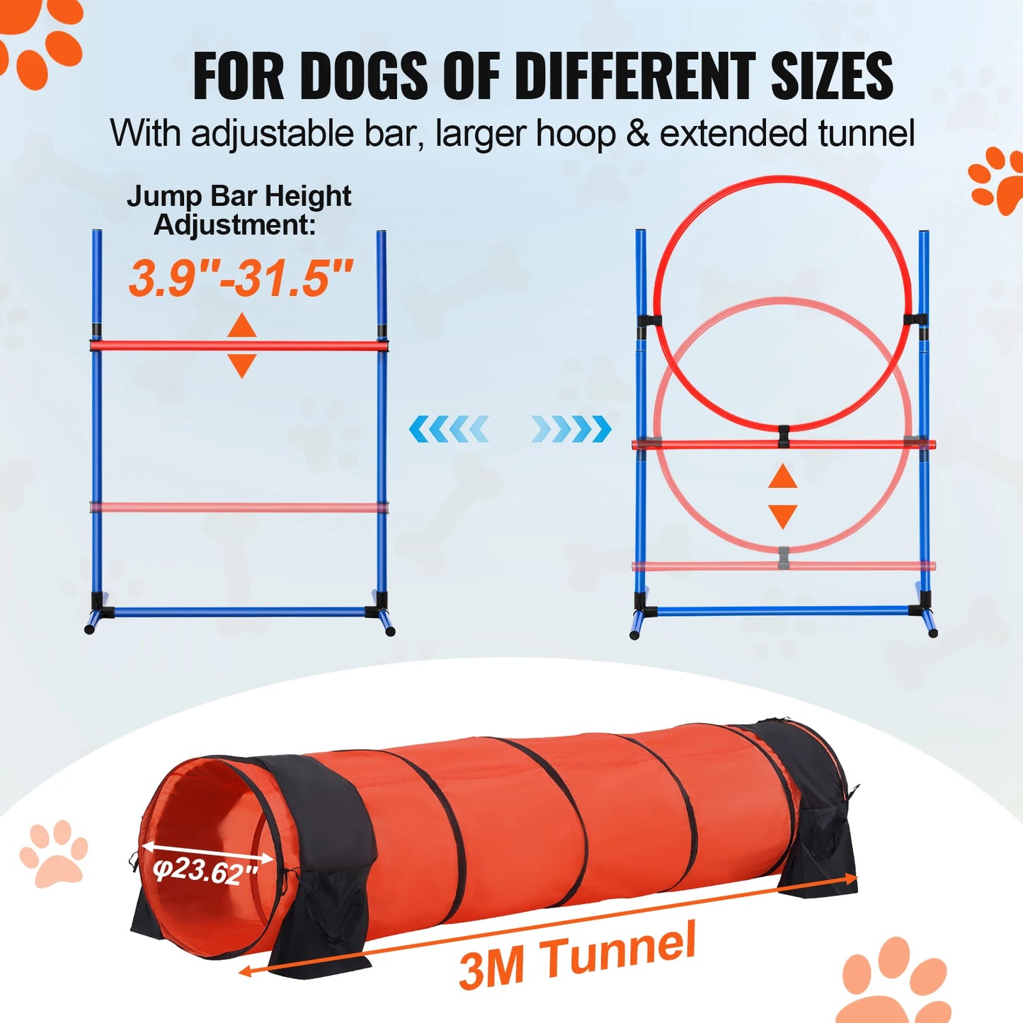 SucceBuy Dog Agility Training Kit 5 Piece Hurdles Tunnel Obstacle Course
