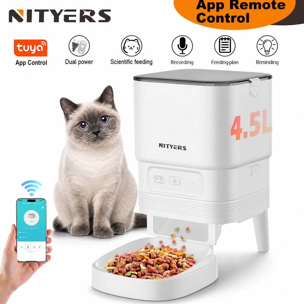 Nityers Smart Automatic Cat Feeder With Tuya App Timed Feeding
